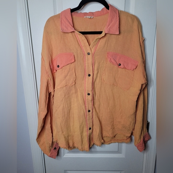 POL Orange/Pink Button-Up Shacket. Sz 2 NWOT - Picture 2 of 7